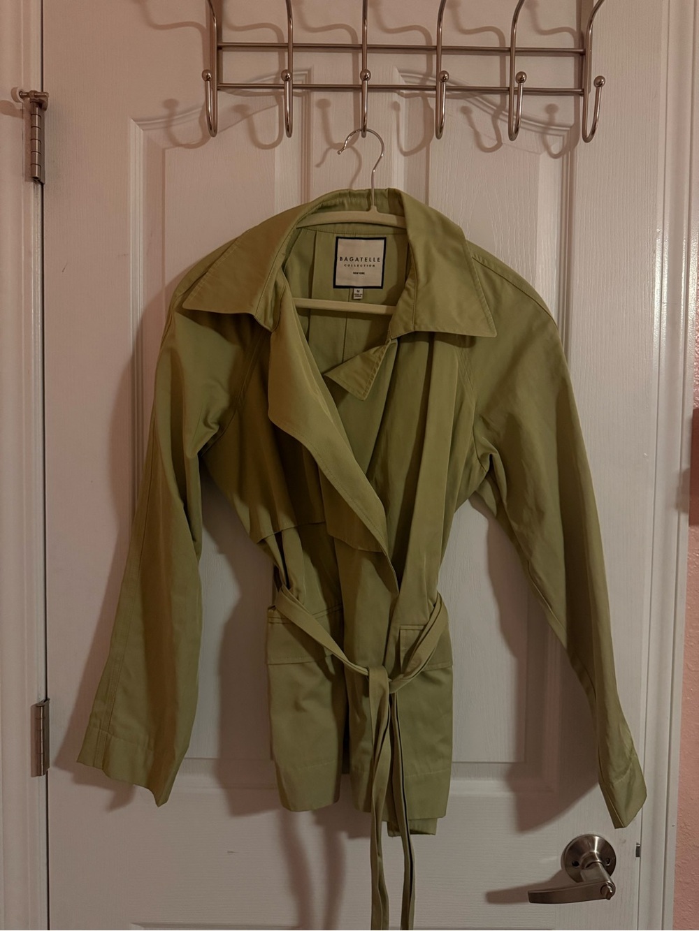 bagatelle Olive Trench Coat with Self-Tie Belt